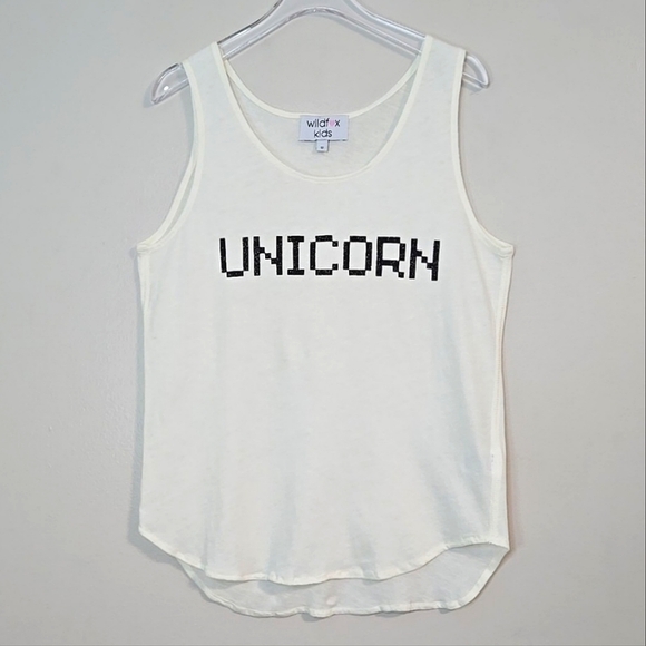 🦄 Wildfox Kids Cream 100% Cotton UNICORN Tank Top, Size 10-12* ~ NWOT - Picture 3 of 8